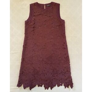 Karen Millen Women's XS Wine Crochet Lace Sleeveless Dress